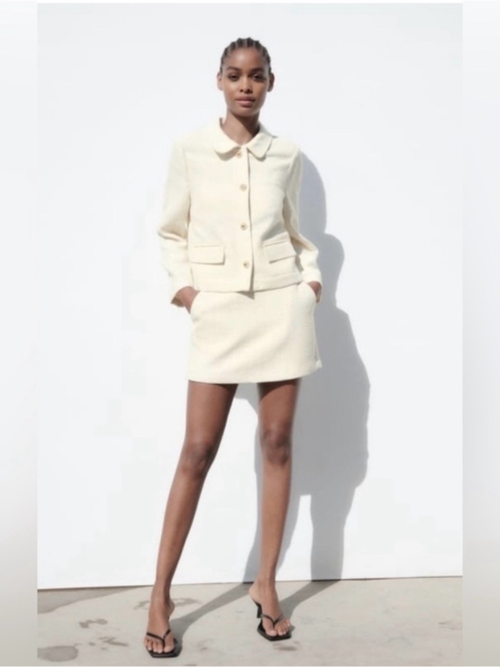 NWOT Zara cream tweed skirt